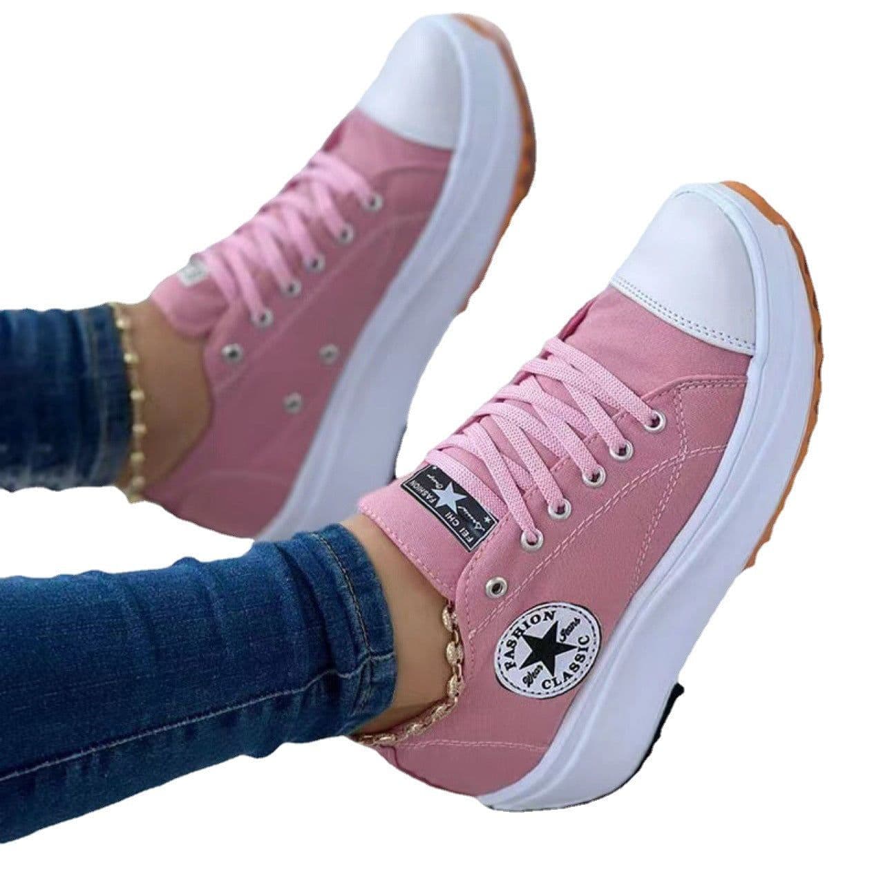 image-Canvas Shoes Women's Platform Low-Cut Pink Size 44