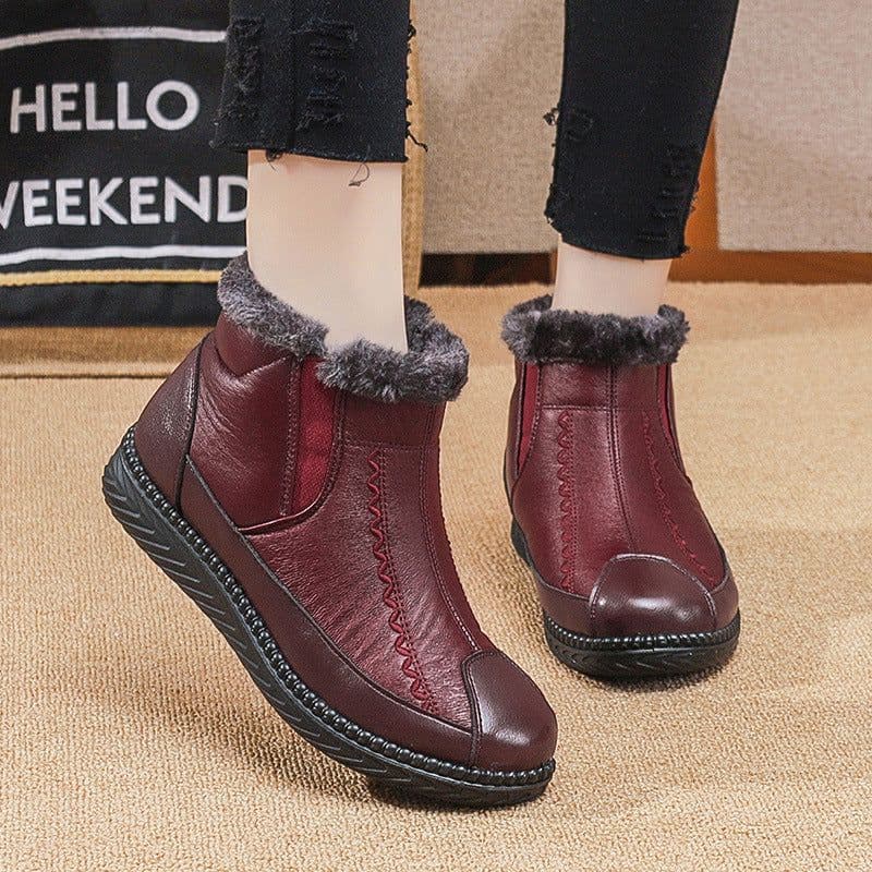 image-Cross-border snow boots women's winter plus fleece cotton shoes waterproof short boots warm thickened middle-aged and elderly women's boots large size women's shoes