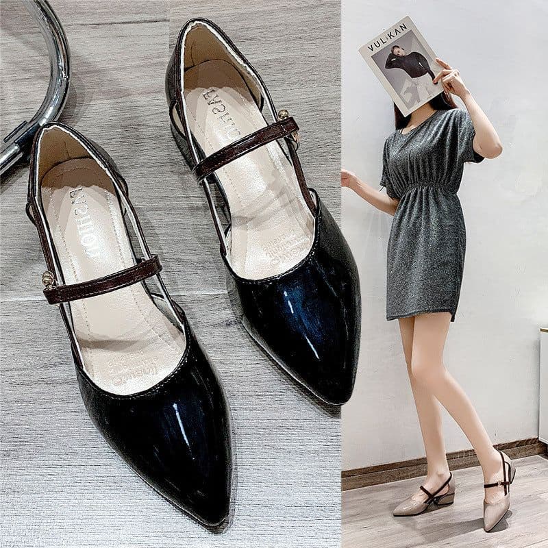 image-Sheng Yuzhe Women's 2023 Blue Patent Strappy Sandals - High-Heeled