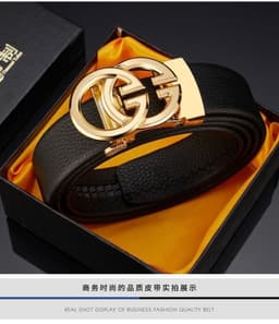 image-February Paul Men's Leather Belt - Gold Automatic