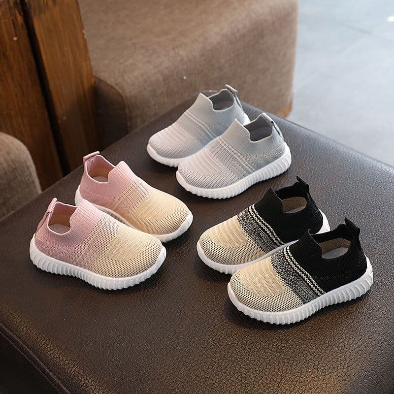 image-Children's Fly-Knit Shoes - Breathable Casual Striped