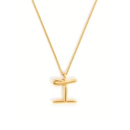 image-Brass Alphabet Necklace Unisex Initial Pendant Gold Plating