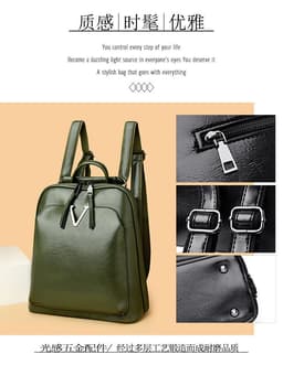 image-PU Leather Retro Backpack - Soft Three-Purpose Schoolbag - Ladies 2022