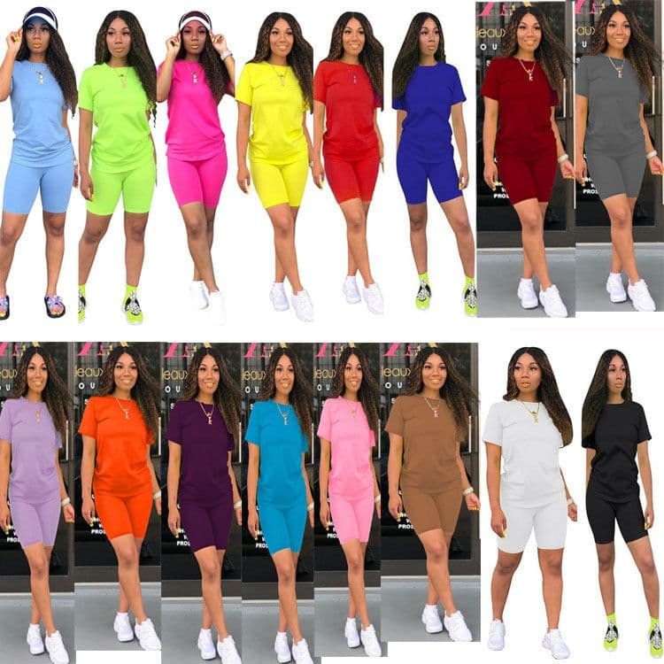 image-16-Color Solid-Color Sportswear Two-Piece Set Coffee XXL for Women