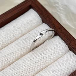 image-S925 Sterling Silver Letter Ring - Adjustable