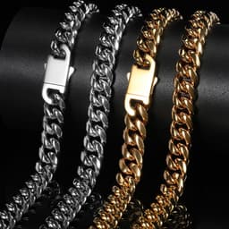 image-Stainless Steel Cuban Chain Necklace - Gold 6mm