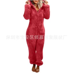 image-Women's Hooded Jumpsuit Fleece - Light Purple 5XL