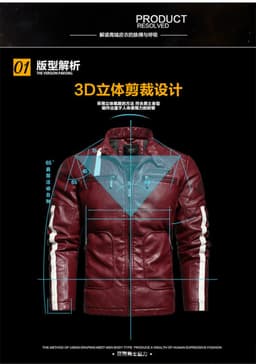 image-Men's PU Leather Motorcycle Jacket - Black 3XL
