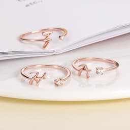 image-Cross-border simple letter ring English letter ring women's opening adjustable ring name ring spot