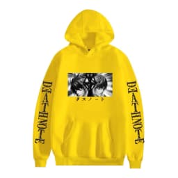 image-Death Note Cartoon Hoodie Large Pocket Velvet Sweatshirt Winter - Khaki A