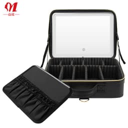 image-Cosmetic Bag with LED Mirror - Large Capacity Travel