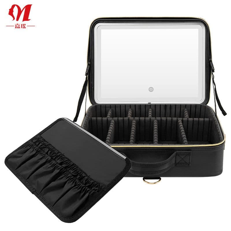 image-Cosmetic Bag with LED Mirror - Large Capacity Travel