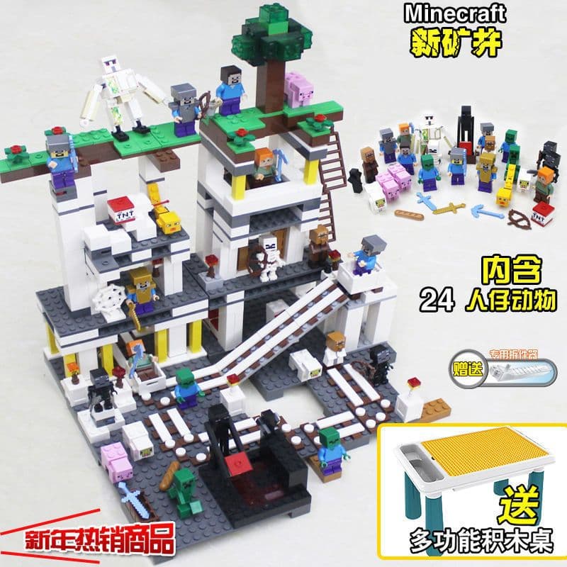 image-Lego-Compatible Minecraft Building Blocks Set - Cave & Tree House