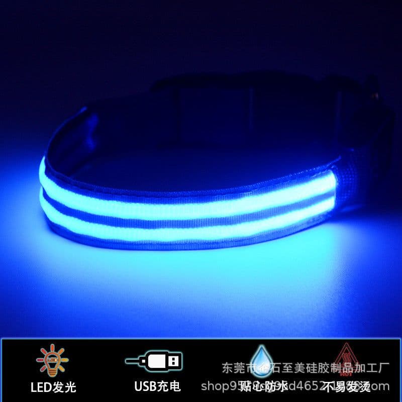 image-Luminous Nylon Dog Collar - Red, Anti-Lost, Anti-Collision, Night Light