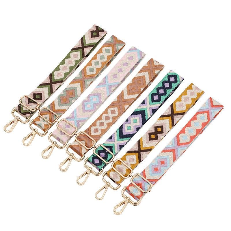 image-Adjustable Bag Shoulder Strap - Pink Purple Diamond Polyester