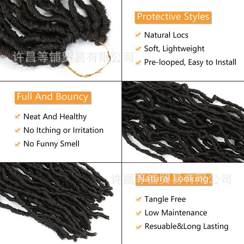 image-10-36inch chemical fiber crochet wig black earthworm curl Soft Locs Crochet Hair21 pieces