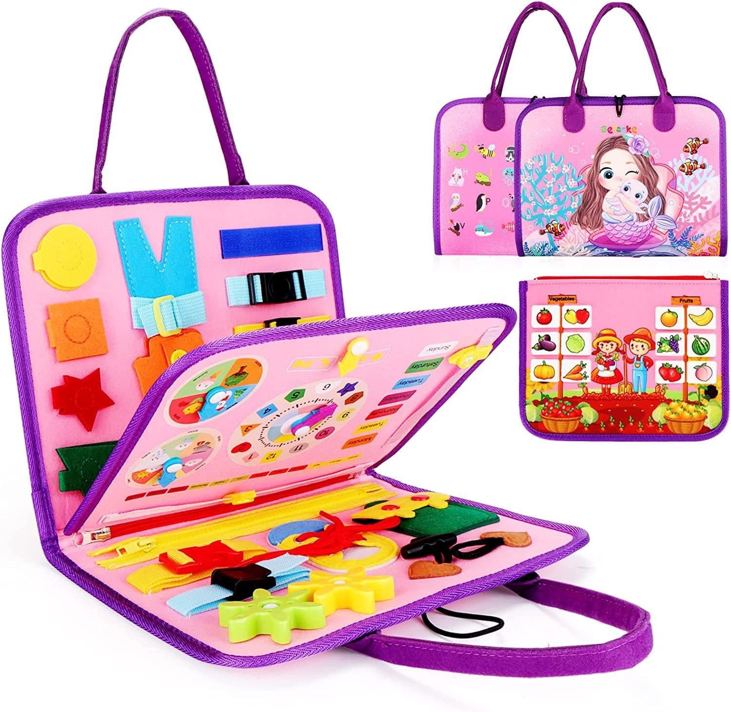 image-Busy Board Felt Dressing Buckle Learning Toy - Kids 4-6