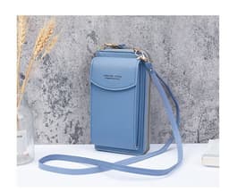 image-Large-Capacity Crossbody Phone Bag - Light Blue Zipper Wallet 2021