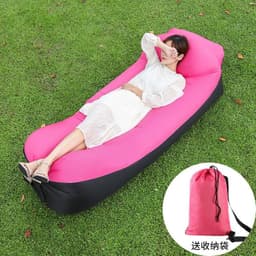 image-Inflatable Red Beach Sofa Air Bed Single Deck Portable Camping Chair (57 characters)
