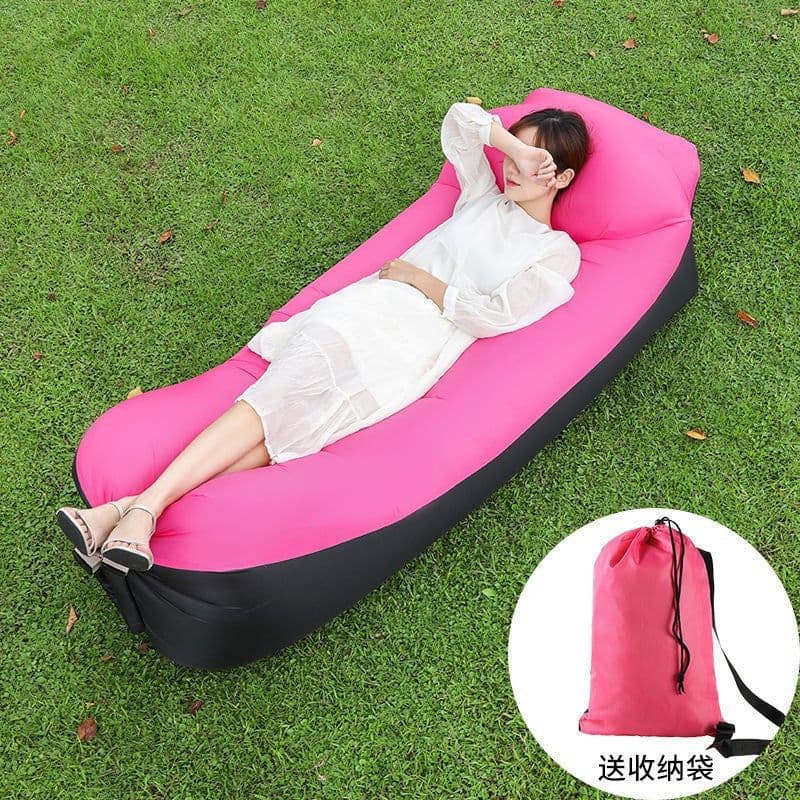 image-Inflatable Red Beach Sofa Air Bed Single Deck Portable Camping Chair (57 characters)