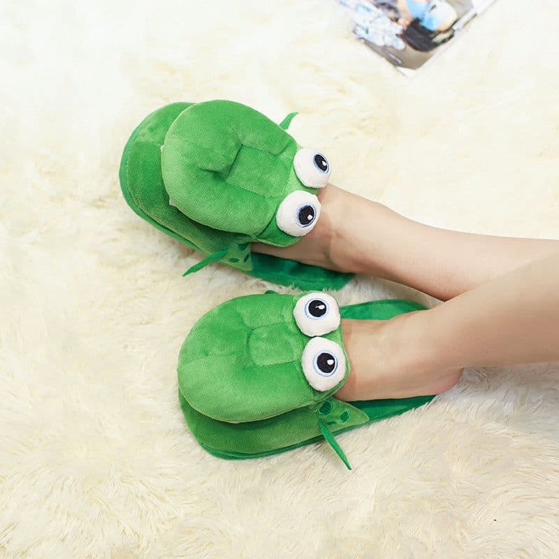 image-Douyin same style funny mouth can move slippers autumn and winter crocodile cotton slippers cartoon cold-proof foreign style couple students