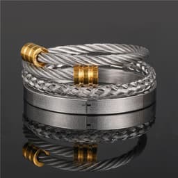 image-Stainless Steel Geometric Bracelet Men - Retro
