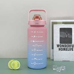 image-Gradient Color Water Cup - Plastic Straw Cup