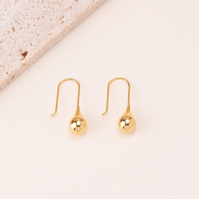 image-European & American Water Drop Earrings - Golden Metallic Hook Jewelry
