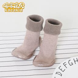image-Anti-slip children's indoor shoes, baby floor shoes, outdoor rubber-soled children's shoes, toddler shoes, terry winter shoes and socks