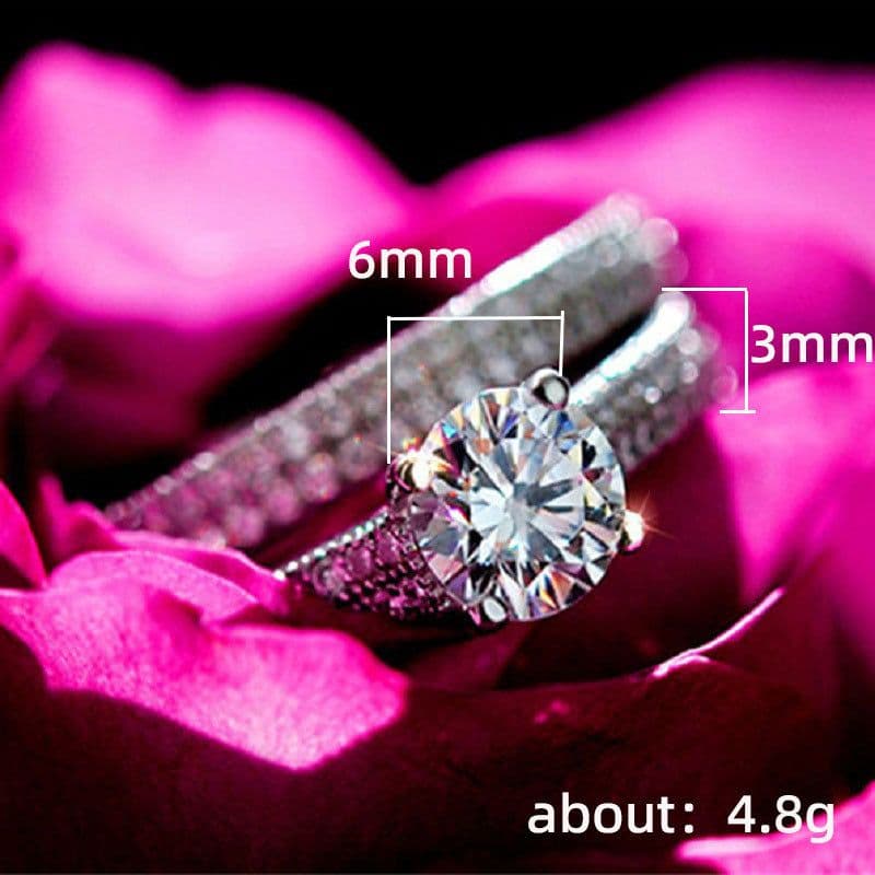 image-Cao Shi Copper Ring - White Gold Zircon