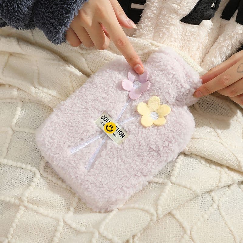 image-Purple Plush Hot Water Bottle 500ML - Removable Cover
