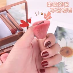 image-Makeup Brush Set 5pcs Pink Heart with Mirror