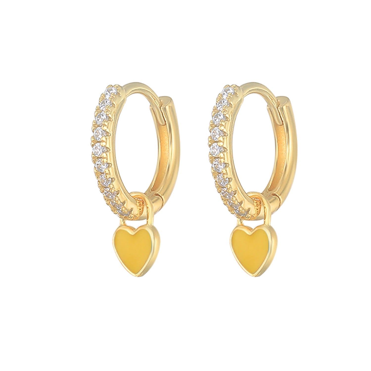 image-S925 Heart-Shaped Earrings - Platinum-White Oil Drop
