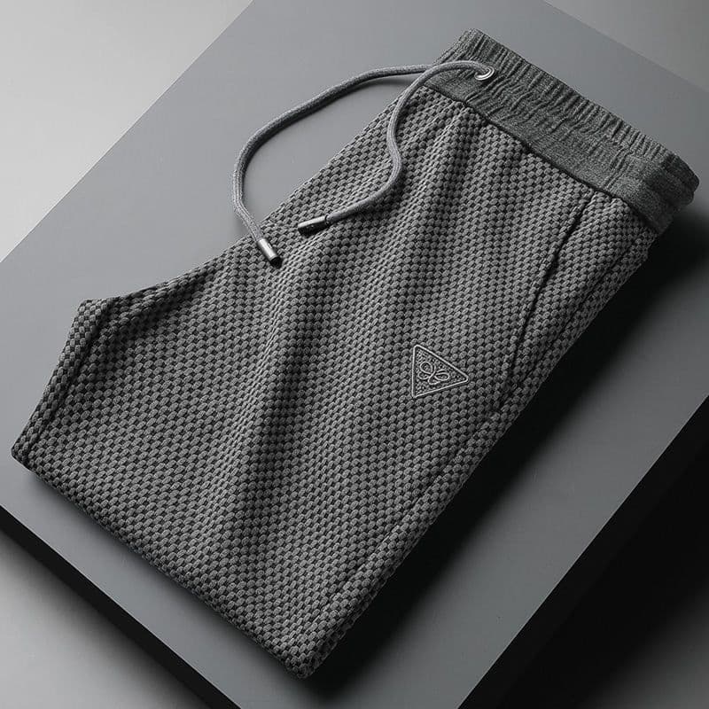 image-Weiyi Waffle Casual Pants Men - Black 5XL