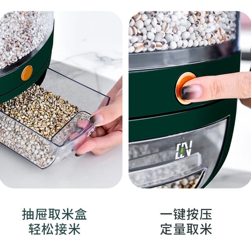 image-Rice Storage Container - Rotating Grain Box Sealed