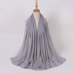 image-Weicai Chiffon Hijab Scarf - Gray Coffee 175x70cm