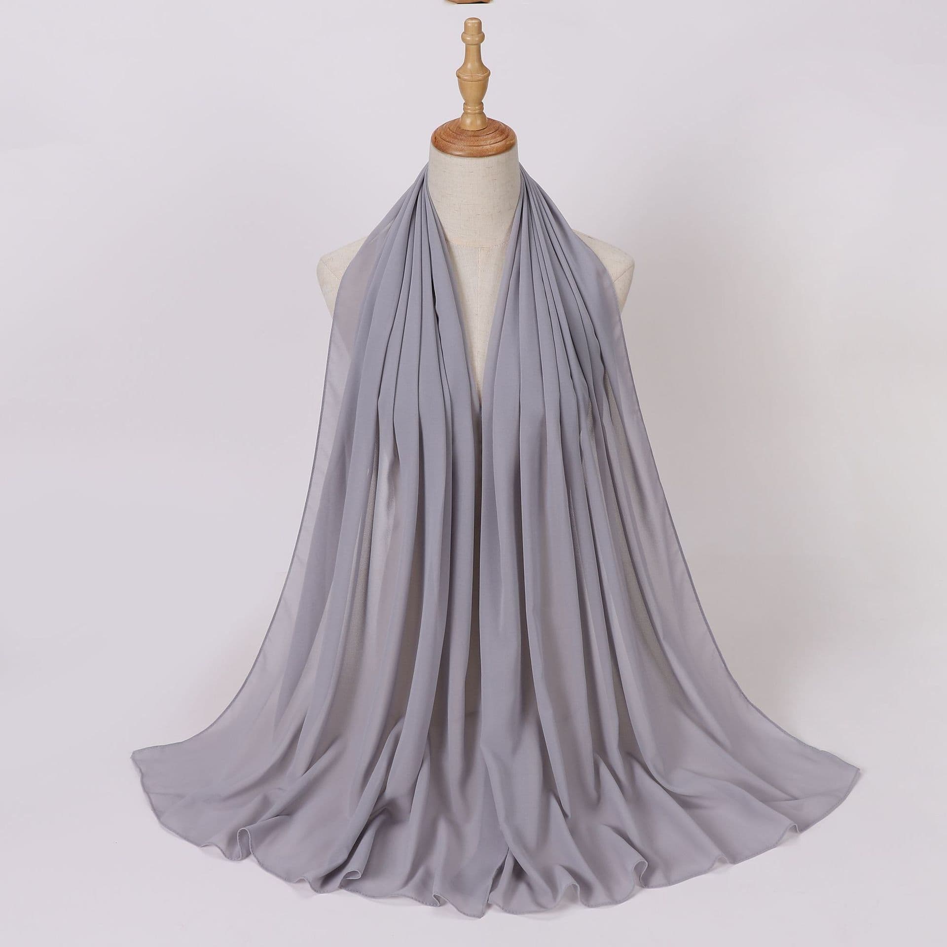 image-Weicai Chiffon Hijab Scarf - Gray Coffee 175x70cm