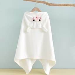 image-Bo Chuhui Long-eared Monkey Hooded Bathrobe - Purple Coral Fleece