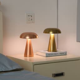 image-Rechargeable Glass Mushroom Night Light - Rose Gold 8"