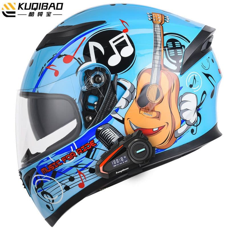 image-Coolqibao Motorcycle Full-Face Helmet Bluetooth XXL Gray