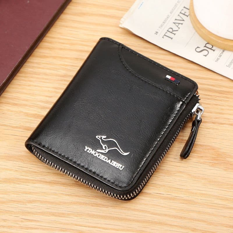 image-New Men's Wallet Short Retro Zipper Coin Purse Fashion Card Holder ID Set Money Card One Clutch Bag Trendy
