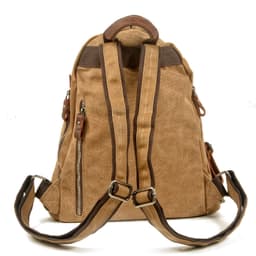 image-Waterproof Retro Backpack Tooling Retro Oil Wax Canvas Bag Ami Khaki Men's Leather Outdoor Travel Backpack