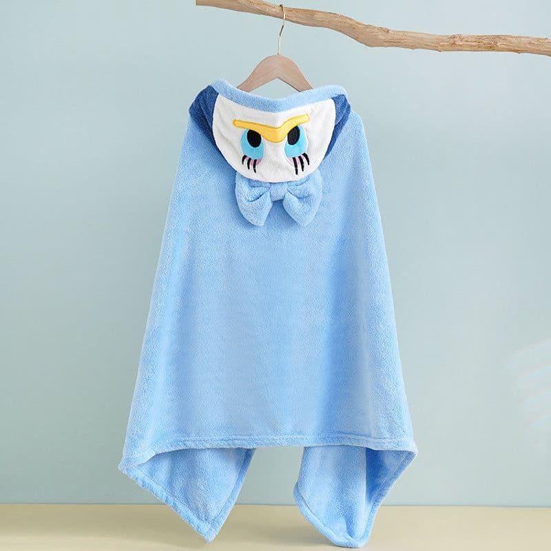 image-Bo Chuhui Long-eared Monkey Hooded Bathrobe - Purple Coral Fleece