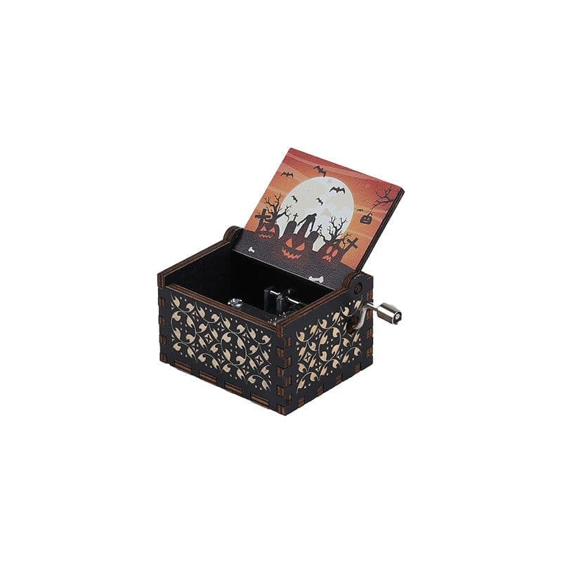image-Autonomous DIY Wooden Hand Crank Halloween Music Box Carving Kit Gift
