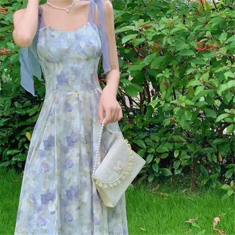 image-Suspender A-Line Dress Women Summer Floral Print