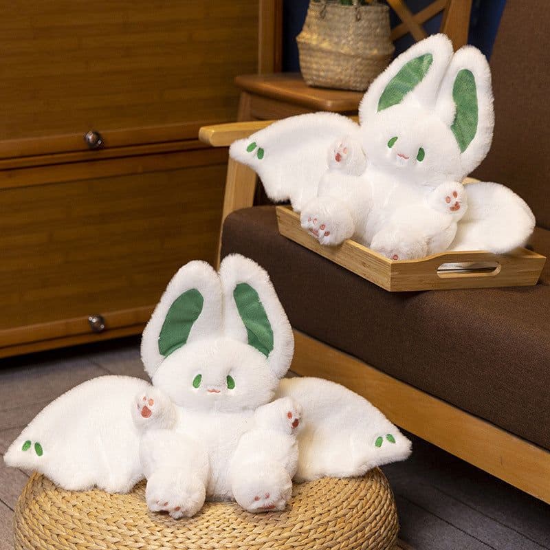 image-Bat Rabbit Plush Toy - White Angel Flying Rabbit Doll - PP Cotton