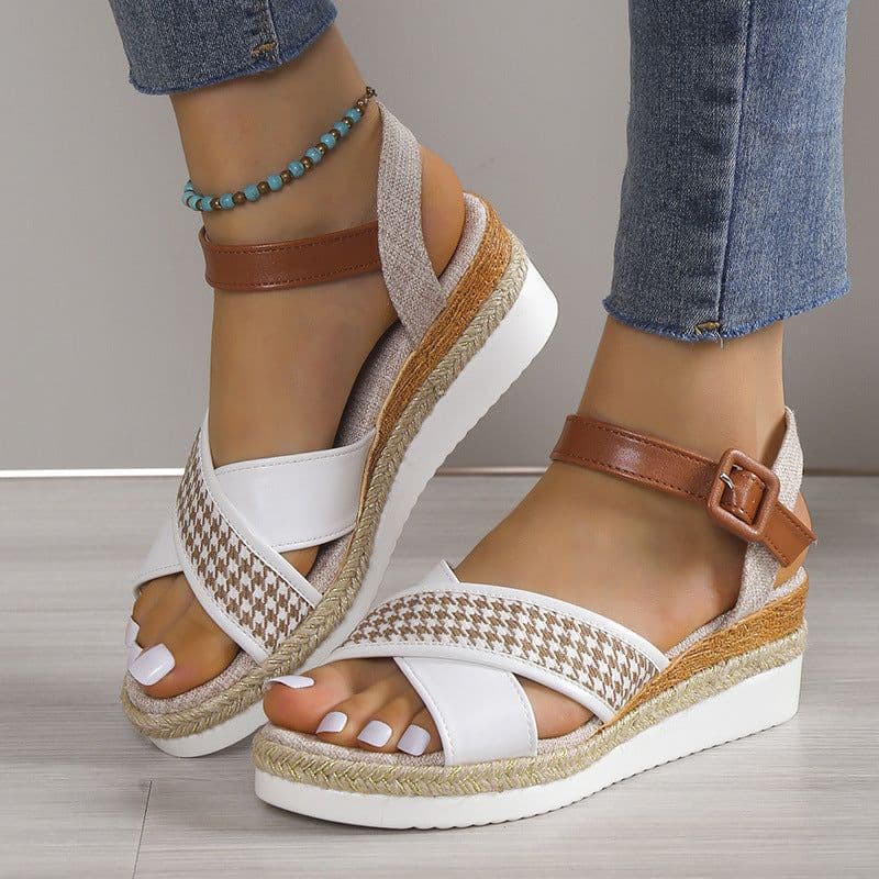 image-Women's Sandals Size 42 White Buckle Casual