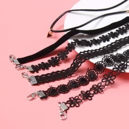 image-6Pcs Biao Ke Lace Choker Necklace Set - Geometry Alloy 21-50cm