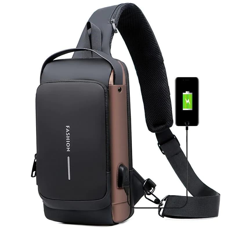image-Men's Chest Bag Oxford Anti-Theft Shoulder Bag Black