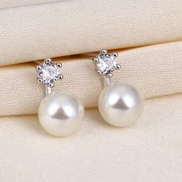 image-Qiai S925 Pearl Stud Earrings - Black Korean Style